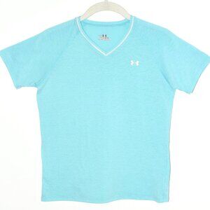 Under Armour Heat Gear Short Sleeve V-Neck Aqua T-Shirt - Large